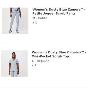 FIGS Women's Dusty Blue Zamora Joggers MP/Catarina Top Small